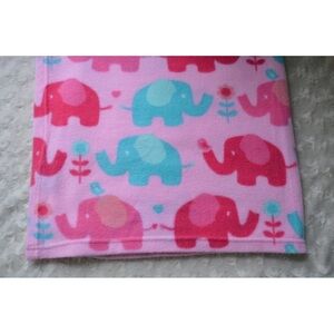 Safety 1st Pink Elephant Baby Blanket Blue Hearts Flower Bird Fleece Security
